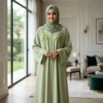 Floral Embroidered Abaya With Matching Hijab
